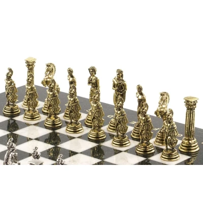 Шахматы "Греко-Римская война" 32х32 см мрамор/змеевик