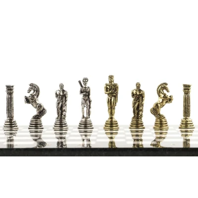 Шахматы "Греко-Римская война" 32х32 см мрамор/змеевик