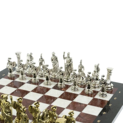 Шахматы сувенирные "Древний Рим" из камня мрамор и лемезит 44х44 см