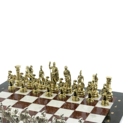 Шахматы сувенирные "Древний Рим" из камня мрамор и лемезит 44х44 см