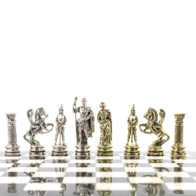 Шахматы подарочные Древний Рим мрамор/змеевик 44 см из камня