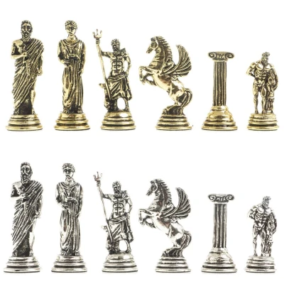 Шахматы подарочные Подвиги Геракла мрамор/змеевик 28 см