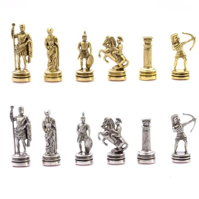 Шахматы каменные Лучники змеевик 28 см