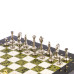 Шахматы подарочные каменные с металлическими фигурами Стаунтон 36 см змеевик