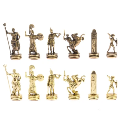 Шахматы каменные Греческие Воины 36 см мрамор змеевик