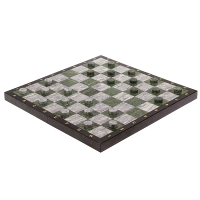 Шахматы нарды шашки каменные Герб РФ мрамор змеевик