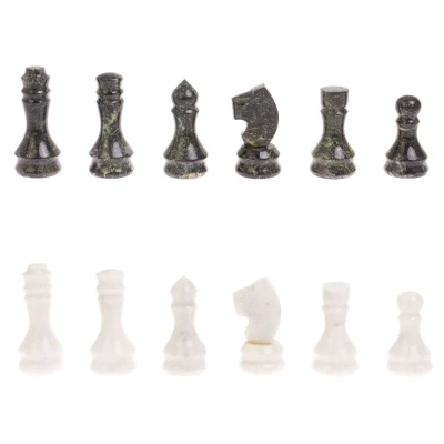Шахматы каменные Классические из мрамора и змеевика 40 см