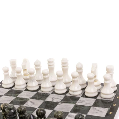 Шахматы каменные Классические из мрамора и змеевика 40 см