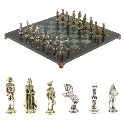 Шахматы подарочные Отечественная Война 1812 г. змеевик/змеевик 40 см