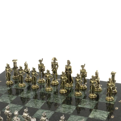 Шахматы подарочные Отечественная Война 1812 г. змеевик/змеевик 40 см