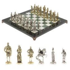 Шахматы подарочные Русь 40 см мрамор шабровский/змеевик