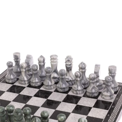 Шахматы нарды шашки каменные мрамор змеевик Звезда