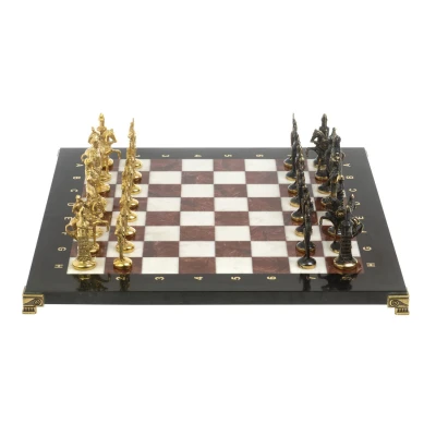 Шахматы "Русь" бронза доска 40х40 лемезит мрамор