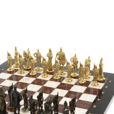 Шахматы "Русь" бронза доска 40х40 лемезит мрамор