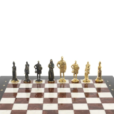 Шахматы "Русь" бронза доска 40х40 лемезит мрамор