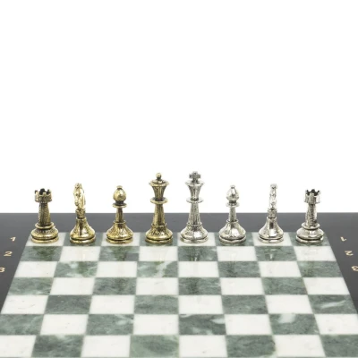 Шахматы подарочные Стаунтон мрамор змеевик 28 см