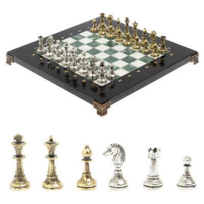 Шахматы подарочные Стаунтон мрамор змеевик 28 см