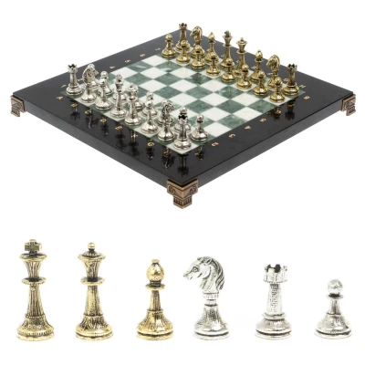 Шахматы подарочные Стаунтон мрамор змеевик 28 см