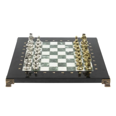 Шахматы подарочные Стаунтон мрамор змеевик 28 см