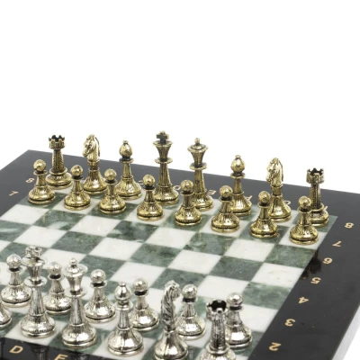 Шахматы подарочные Стаунтон мрамор змеевик 28 см