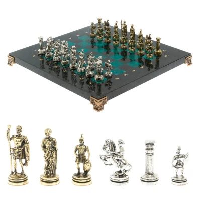 Шахматы подарочные Римские воины из змеевика 28 см