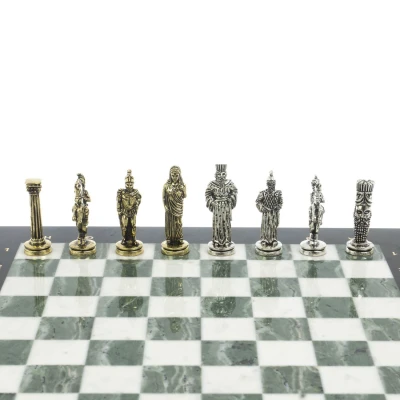 Шахматы подарочные Александр Македонский" доска 36х36 см мрамор / змеевик