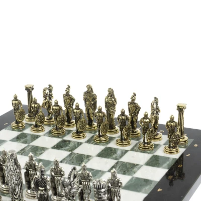 Шахматы подарочные Александр Македонский" доска 36х36 см мрамор / змеевик