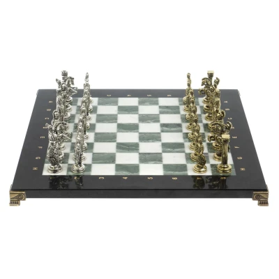 Шахматы подарочные Александр Македонский" доска 36х36 см мрамор / змеевик