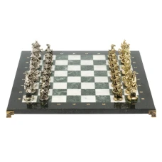 Шахматы "Средневековье" доска 44х44 см мрамор / змеевик