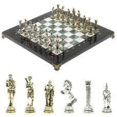 Шахматы "Греко-Римская война" 32х32 см из змеевика и мрамора
