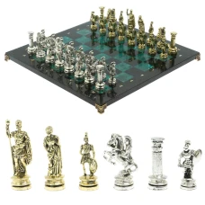 Шахматы "Древний Рим" доска 44х44 см из змеевика