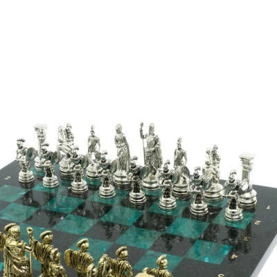 Шахматы "Древний Рим" доска 44х44 см из змеевика