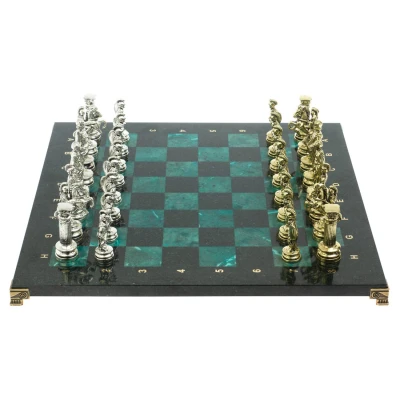 Шахматы "Древний Рим" доска 44х44 см из змеевика