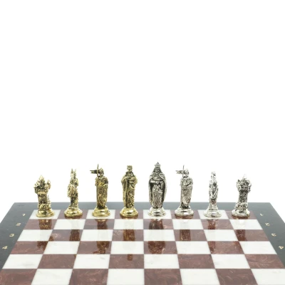 Шахматы "Рыцари крестоносцы" 44х44 см из мрамора и лемезита