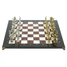 Шахматы "Рыцари крестоносцы" 44х44 см из мрамора и лемезита