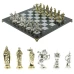 Шахматы каменные "Рыцари крестоносцы" 44х44 см из змеевика и серого мрамора
