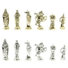Шахматы каменные "Рыцари крестоносцы" 44х44 см из змеевика и серого мрамора