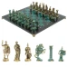 Шахматы "Римские войны" фигуры бронза / патина 44х44 см змеевик