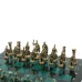 Шахматы "Римские войны" фигуры бронза / патина 44х44 см змеевик