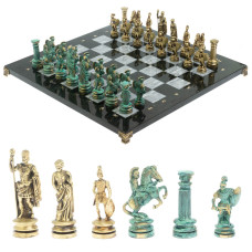 Шахматы каменные "Древний Рим" фигуры бронза / патина 44х44 см серый мрамор Шахматы каменные "Древний Рим" фигуры бронза / патина 44х44 см серый мрамор