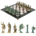 Шахматы "Древний Рим" фигуры бронза / патина 44х44 см змеевик