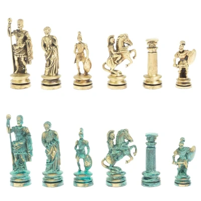 Шахматы подарочные Римские воины патина 44 см змеевик