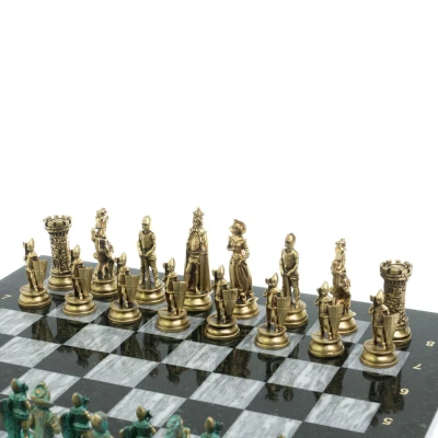 Шахматы "Средневековые рыцари" серый мрамор 44х44 см