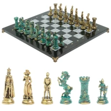 Шахматы "Средневековые рыцари" серый мрамор 44х44 см