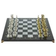 Шахматы подарочные "Средневековые рыцари" доска серый мрамор 44х44