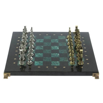 Шахматы "Римские легионеры" доска 32х32 шабровский змеевик