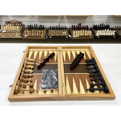 Шахматы нарды деревянные Турнирные красное дерево большие без утяжеления