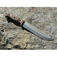 BASTARDO 420 HC SW WH LS (StoneWash, Walnut Handle,Leather Sheath) туристический нож