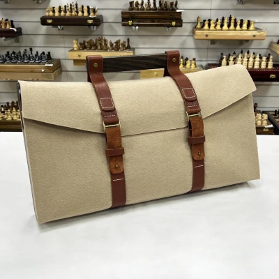 Чехол для шахмат из фетра кожи и дерева 55 см