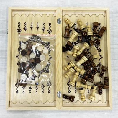 Шахматы нарды шашки для детей Игра три в одном 400*200*36